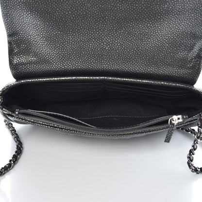 Chanel Metallic Caviar Half Moon Wallet On Chain WOC Dark Silver 5 of 9