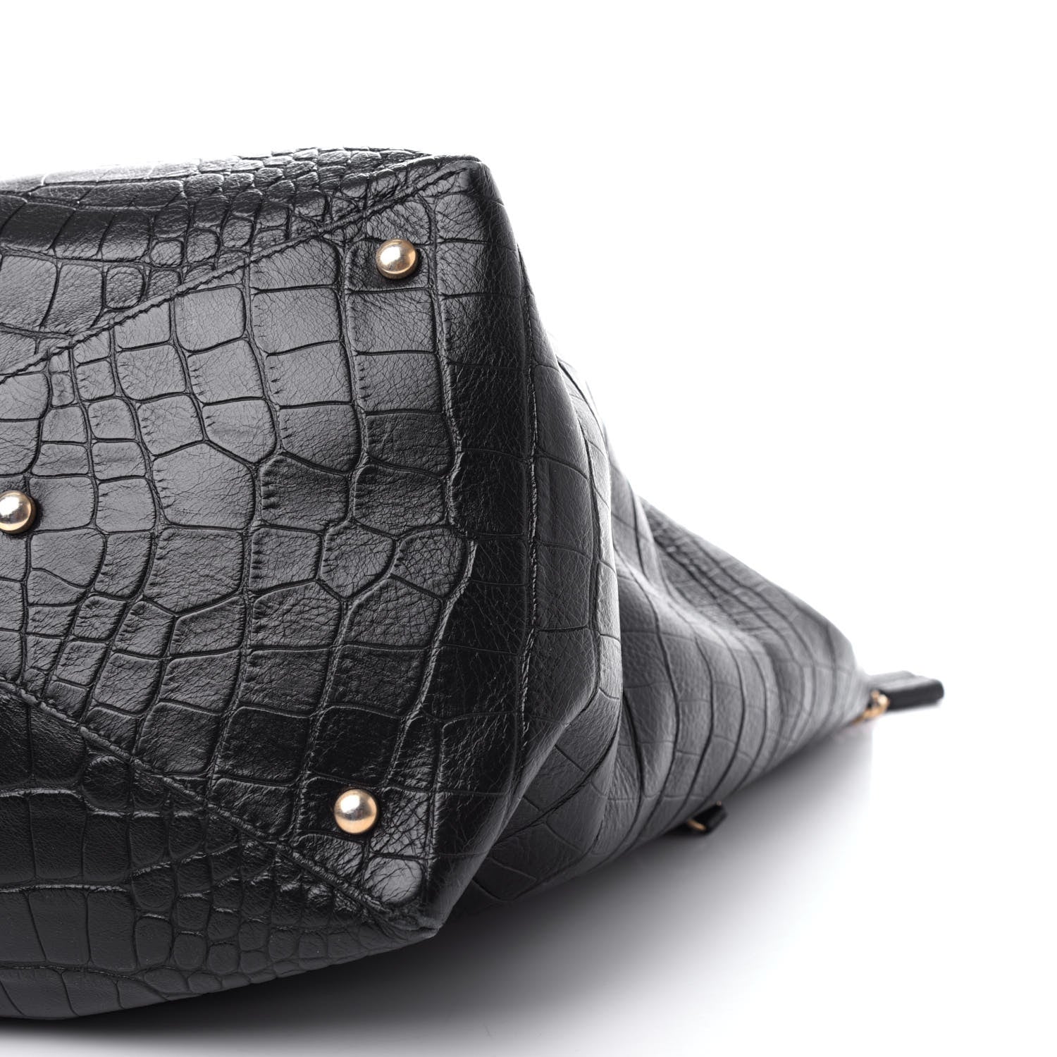 Chanel Calfskin Crocodile Embossed Large Cocodile Shopping Tote Black 9 of 10