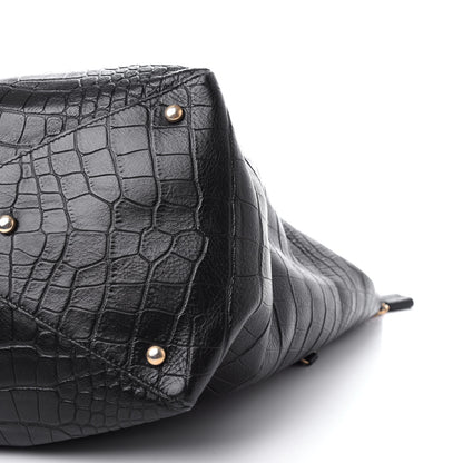 Chanel Calfskin Crocodile Embossed Large Cocodile Shopping Tote Black 9 of 10