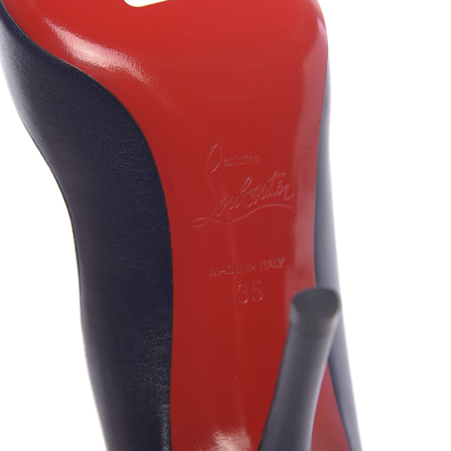 Christian Louboutin Kid Apostrophy 85 Pumps 35 Navy 7 of 7