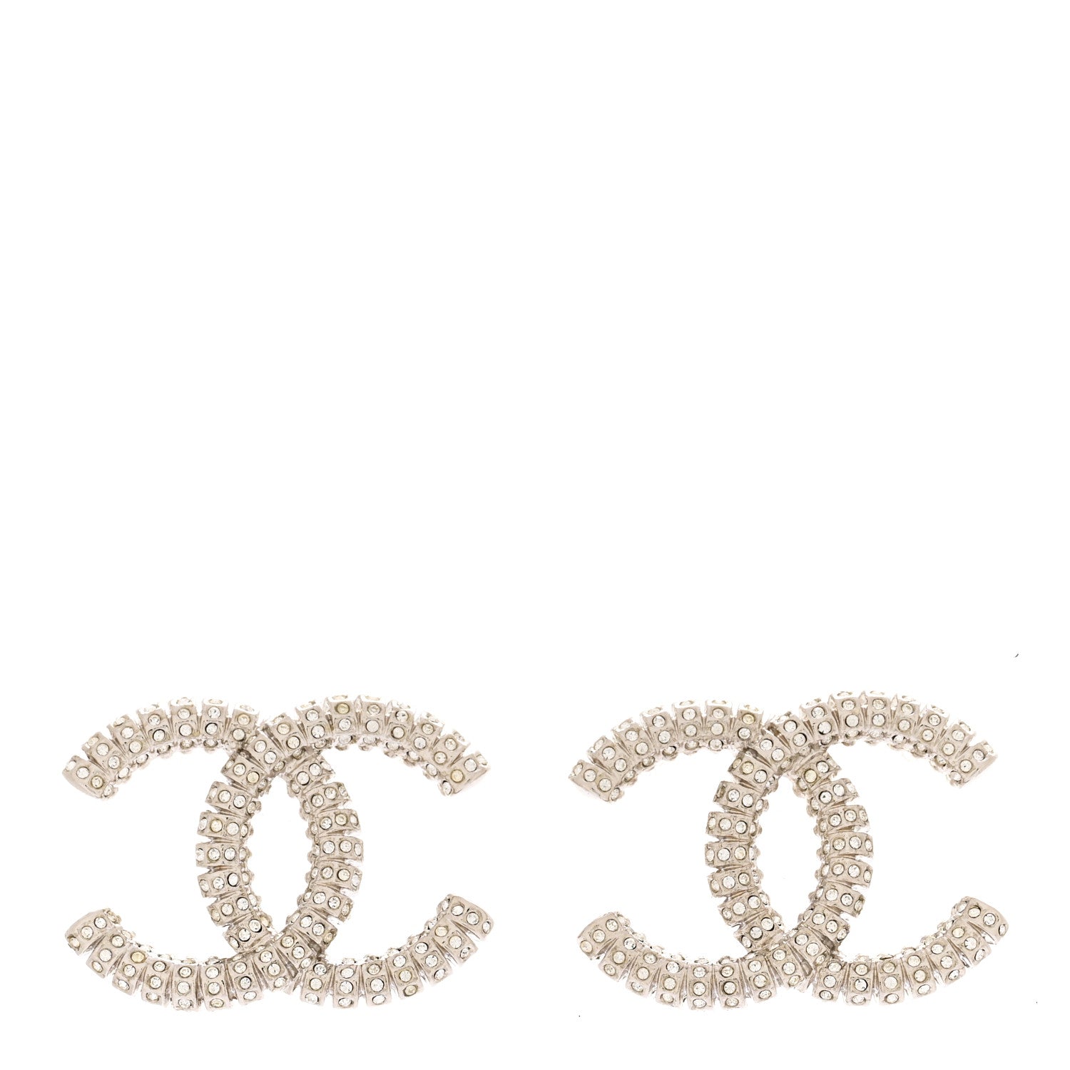 Chanel Crystal Large CC Earrings Silver 1 of 4