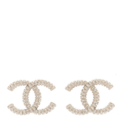 Chanel Crystal Large CC Earrings Silver 1 of 4