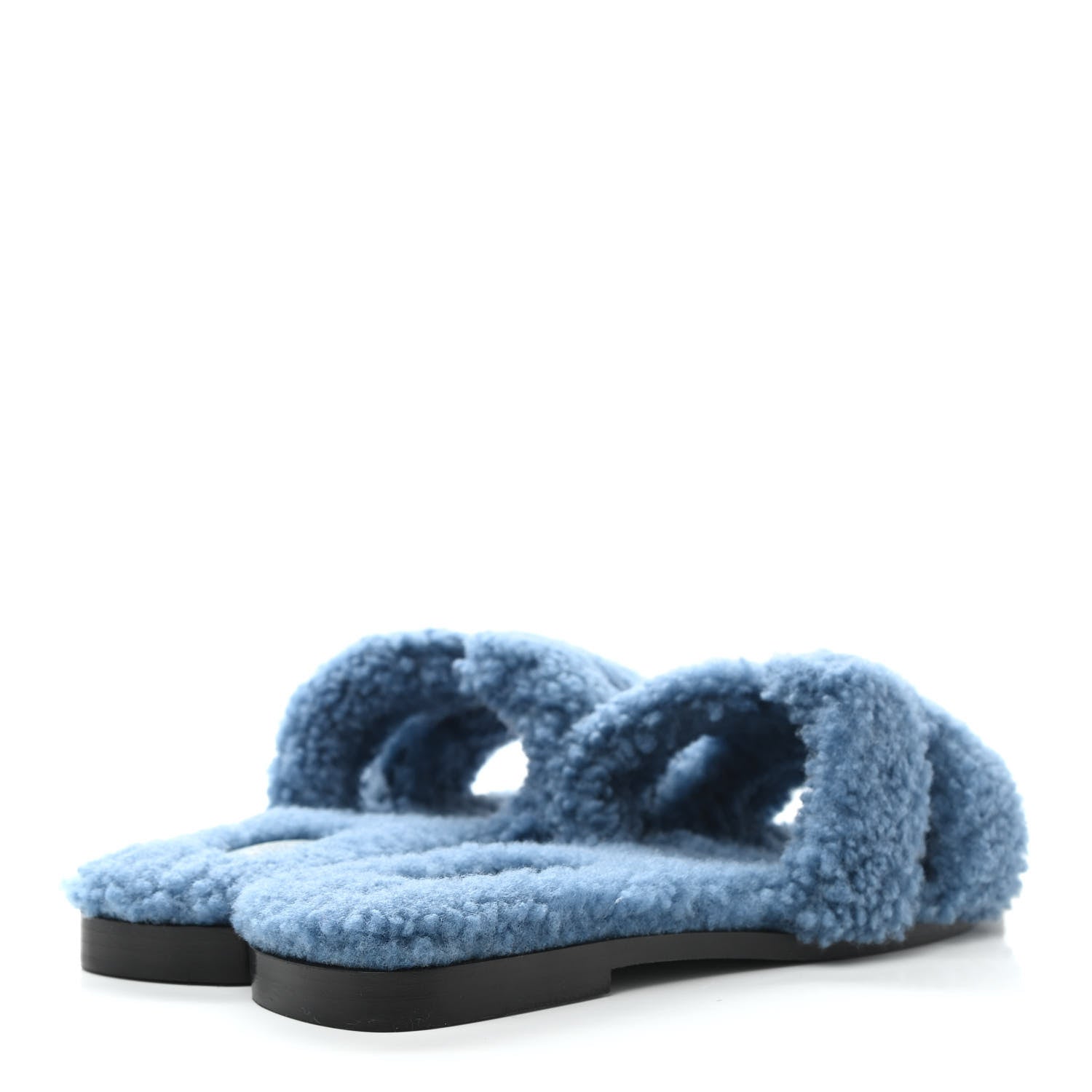 Hermes Woolskin Oran Sandals 37 Bleu 4 of 8