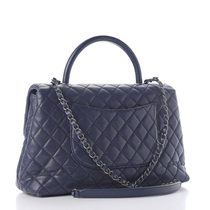 Chanel Caviar Quilted Medium Coco Handle Flap Navy Blue 2 of 9