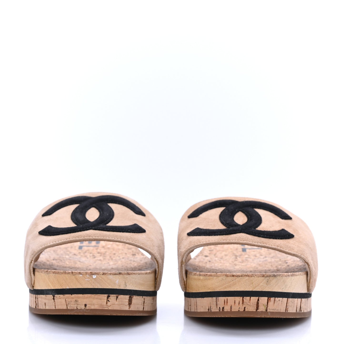 Suede Cork Mule Sandal 40 Beige Black
