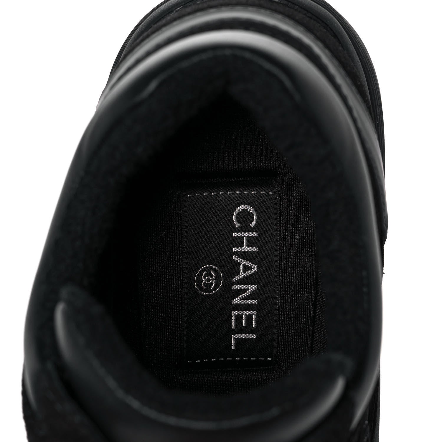 Chanel Fabric Calfskin Suede CC Sneakers 38 Black 7 of 9