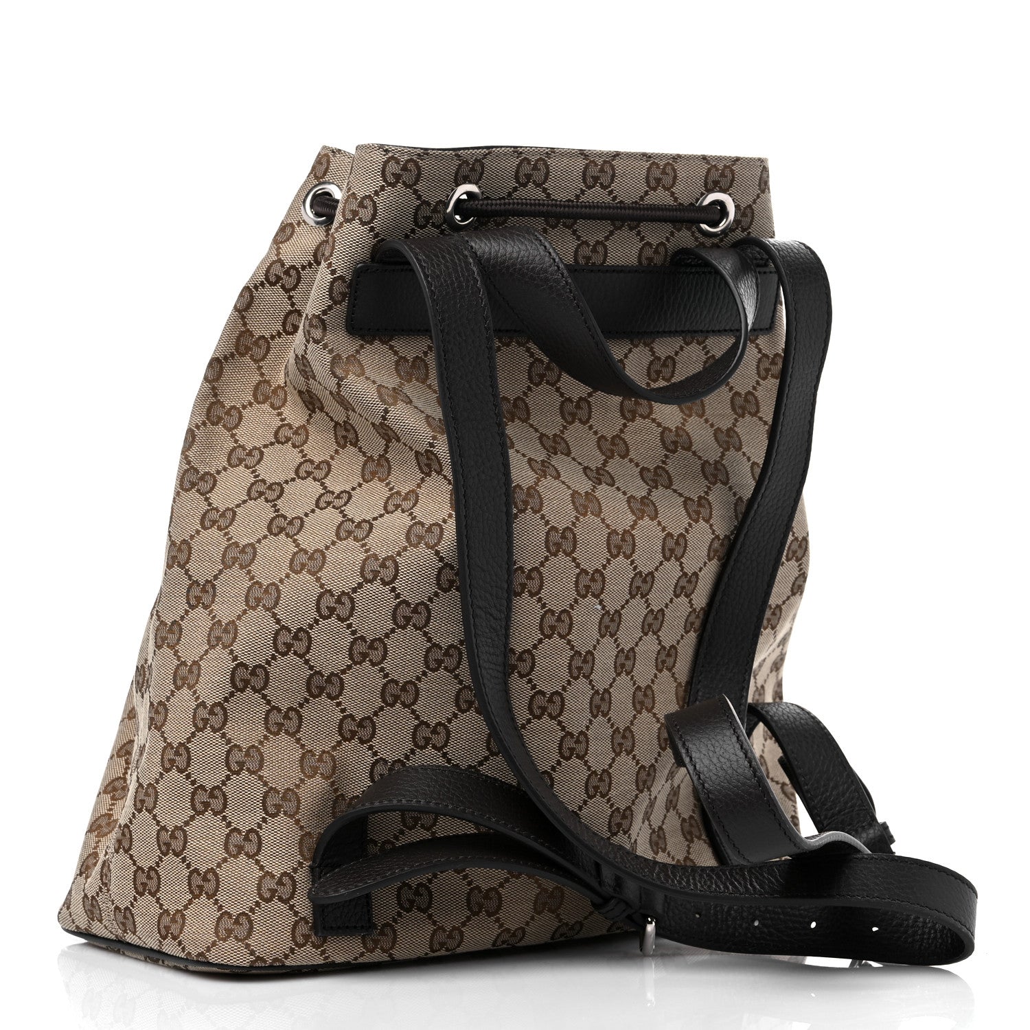 Gucci Monogram Dollar Calfskin O Drawstring Backpack Beige Ebony Testa di Moro Dark Chocolate 3 of 11