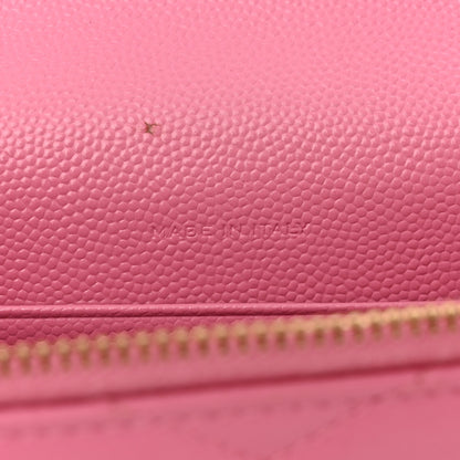 Saint Laurent Grain De Poudre Matelasse Chevron Monogram Envelope Chain Wallet Indian Pink 7 of 11