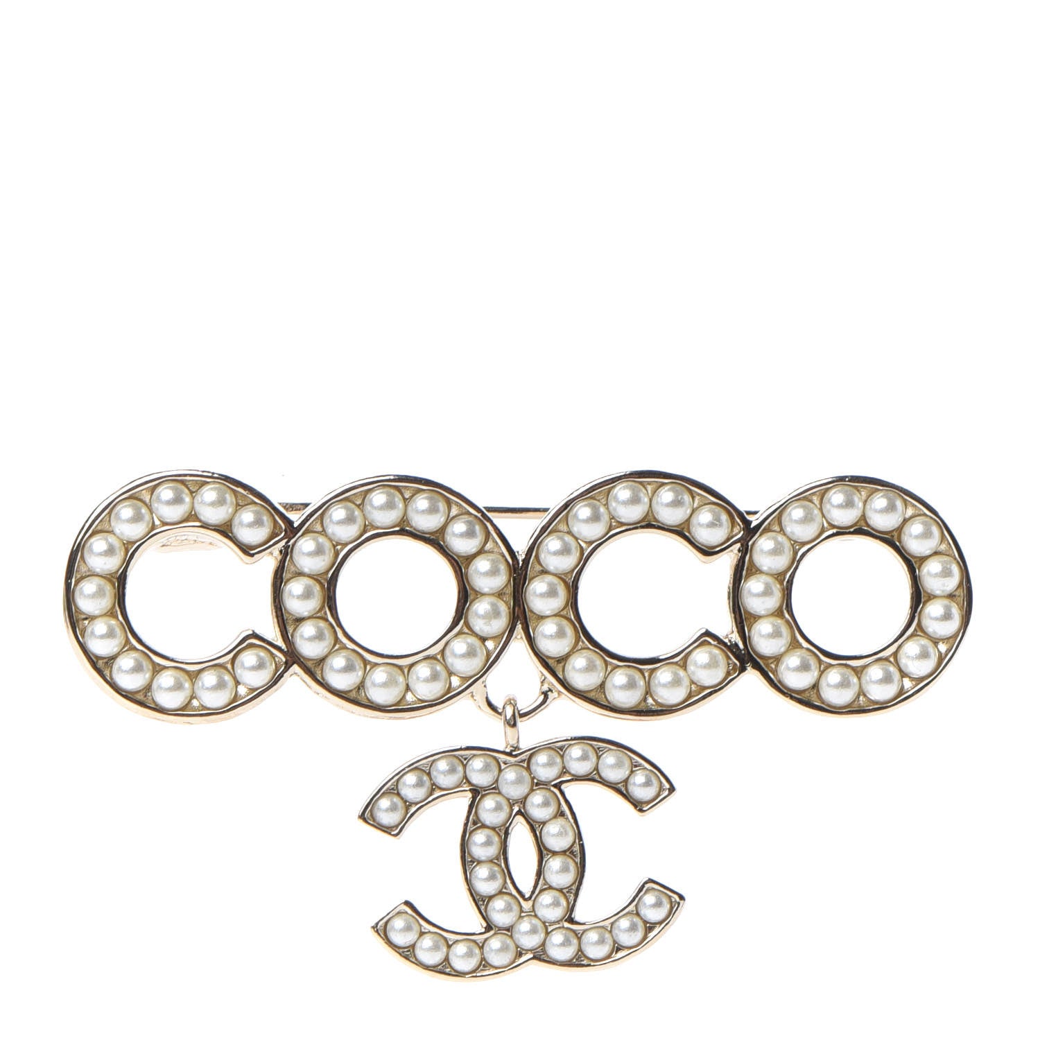 Chanel Pearl Coco Brooch Gold 1 of 5