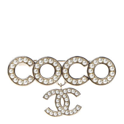 Chanel Pearl Coco Brooch Gold 1 of 5