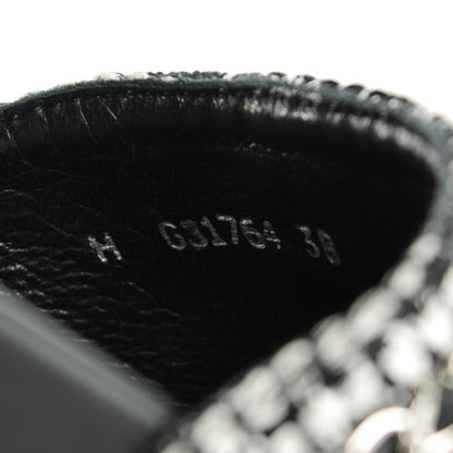 Chanel Tweed Lambskin Chain Flat Sandals 38 Black White 9 of 9
