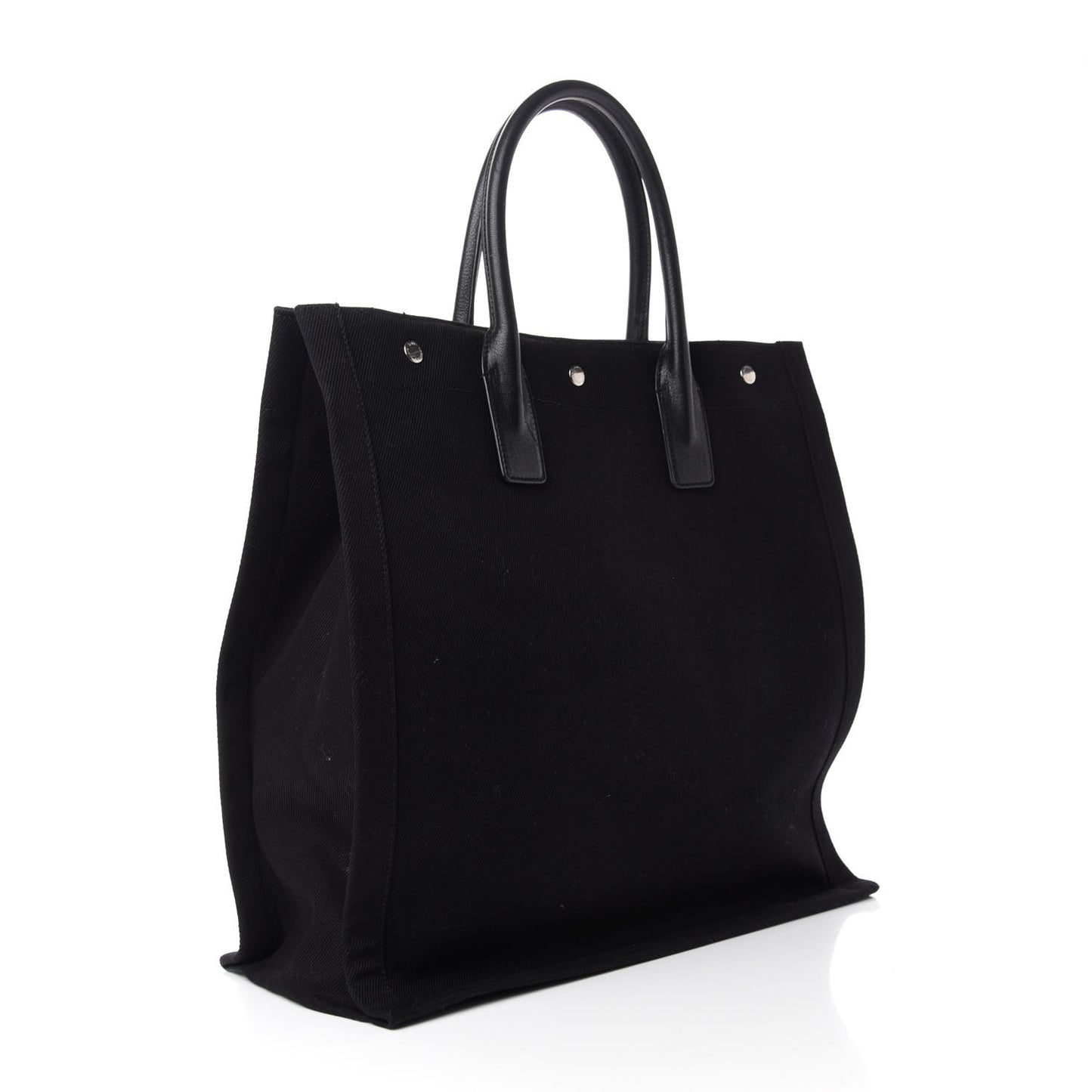 Linen Calfskin Rive Gauche North South Tote Black