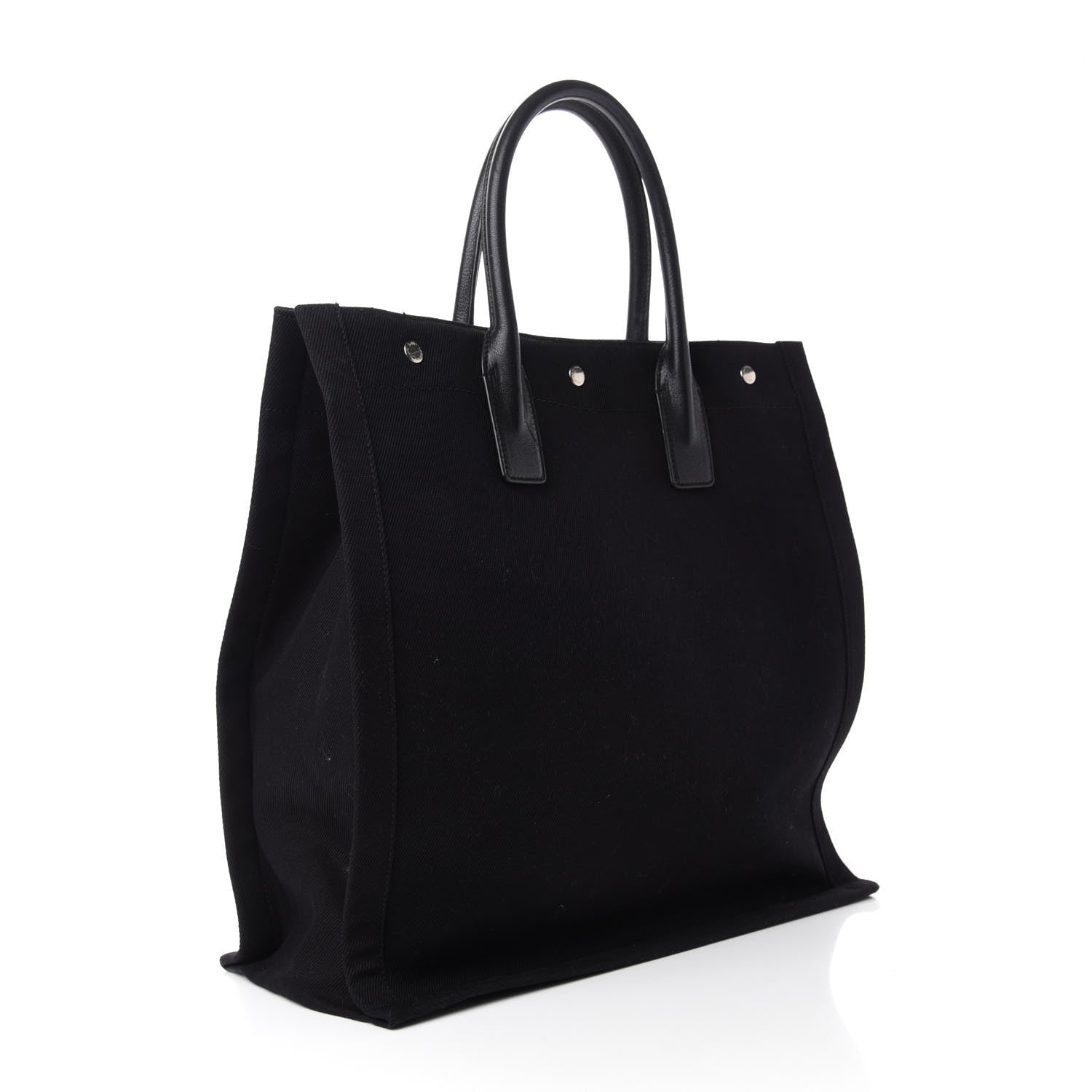Saint Laurent Linen Calfskin Rive Gauche North South Tote Black 3 of 10