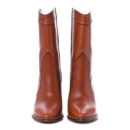 Saint Laurent Calfskin Kate Western Boots 40 New Papaya 2 of 9