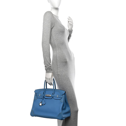 Hermes Togo Swift Ghillies Birkin 35 Bleu Paradis 2 of 13