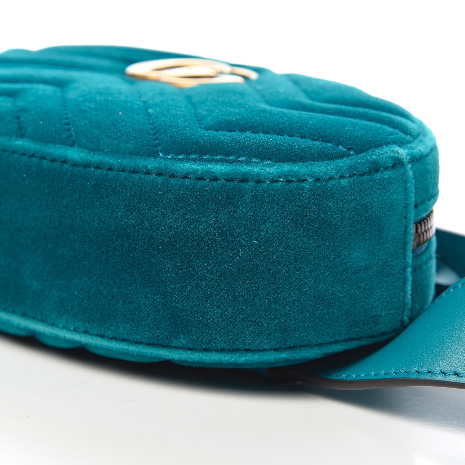 Gucci Velvet Matelasse GG Marmont Belt Bag 75 30 Pavone Cyan 9 of 11
