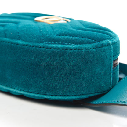 Gucci Velvet Matelasse GG Marmont Belt Bag 75 30 Pavone Cyan 9 of 11