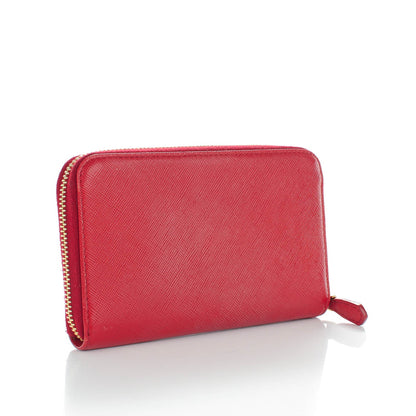 Prada Saffiano Metal Zip Around Wallet Fuoco 3 of 8