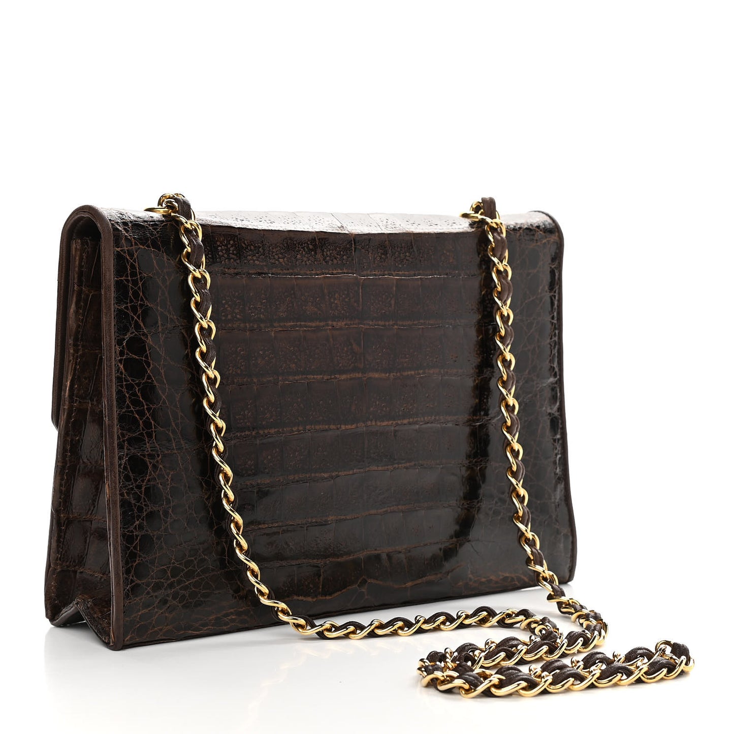 Alligator Small Single Flap Dark Brown