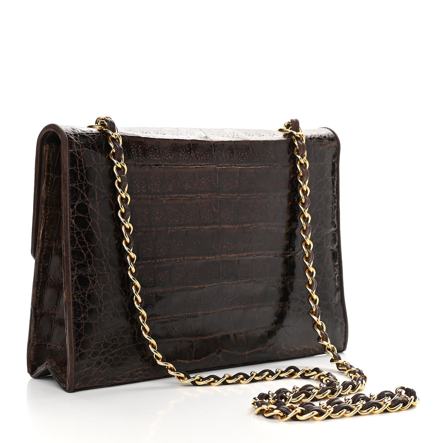 Chanel Alligator Small Single Flap Dark Brown 2 of 14