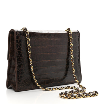 Chanel Alligator Small Single Flap Dark Brown 2 of 14