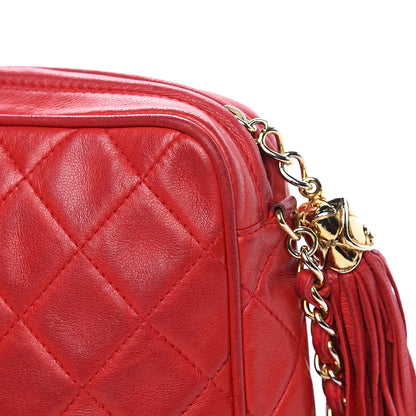 Chanel Lambskin Quilted Flap Tassel Camera Case Red 15 of 15