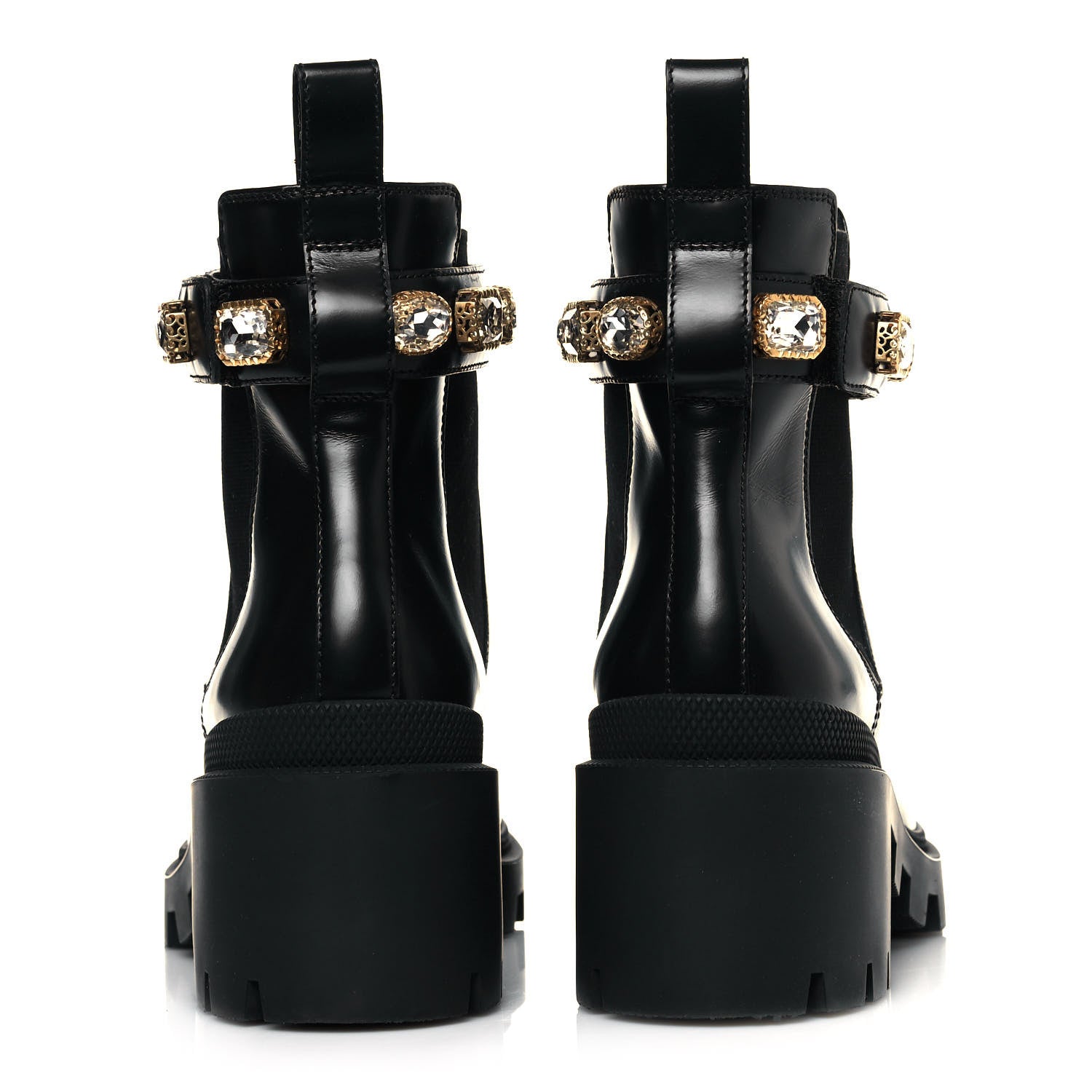 Gucci Calfskin Crystal GG Trip Chelsea Ankle Boots 37 Black 5 of 10
