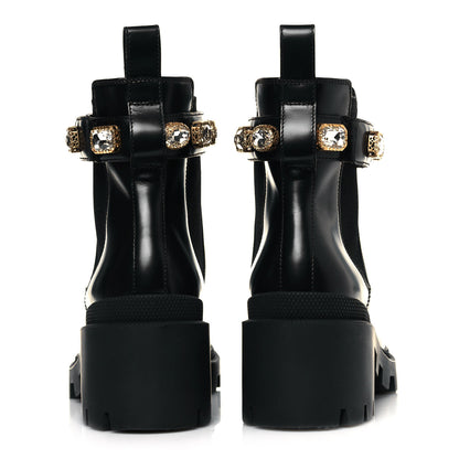 Gucci Calfskin Crystal GG Trip Chelsea Ankle Boots 37 Black 5 of 10