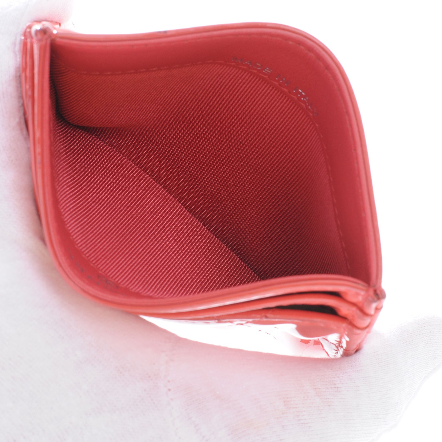 Patent Quilted Card Holder Dark Pink