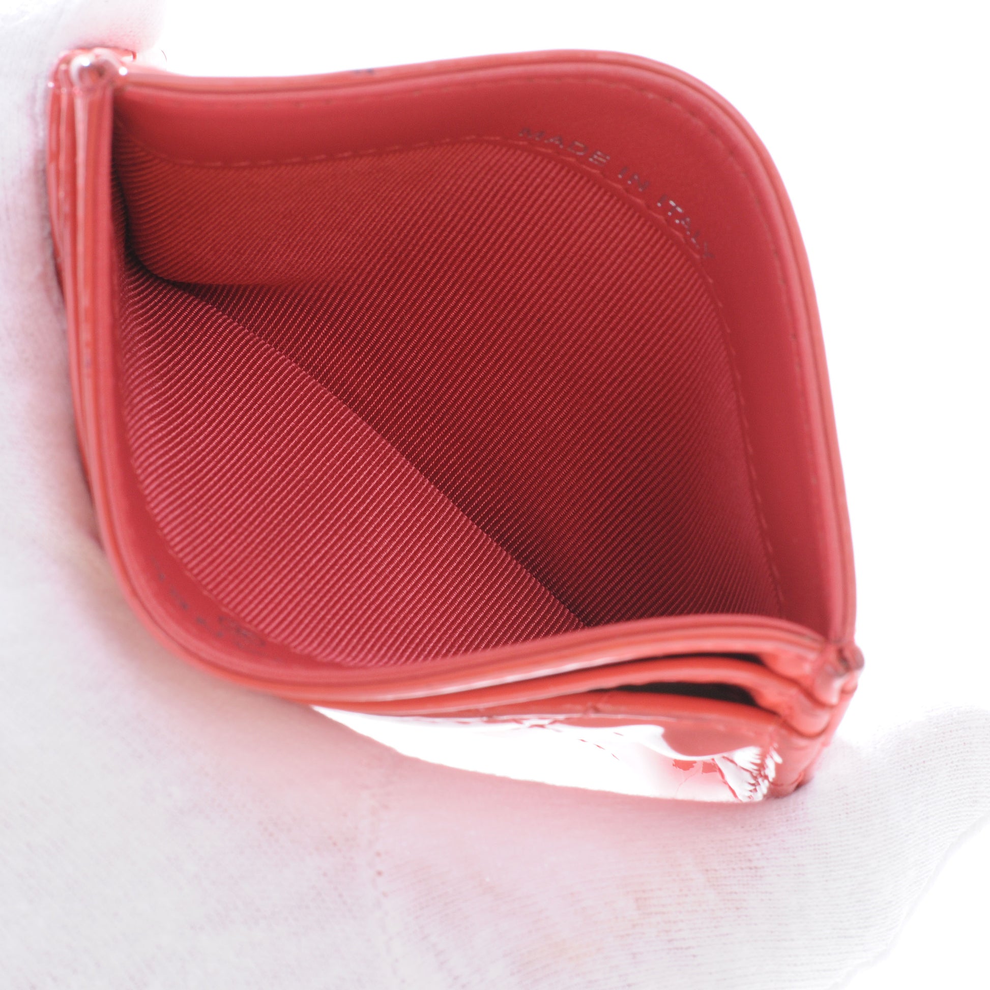 Chanel Patent Quilted Card Holder Dark Pink 4 of 7