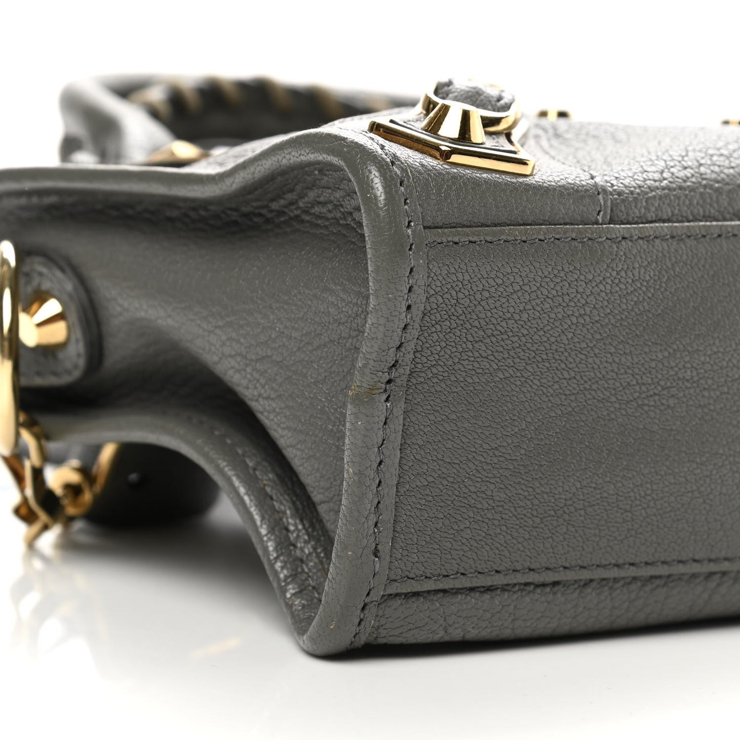 Chevre Gold Metallic Edge Hardware Mini City Gris Acier