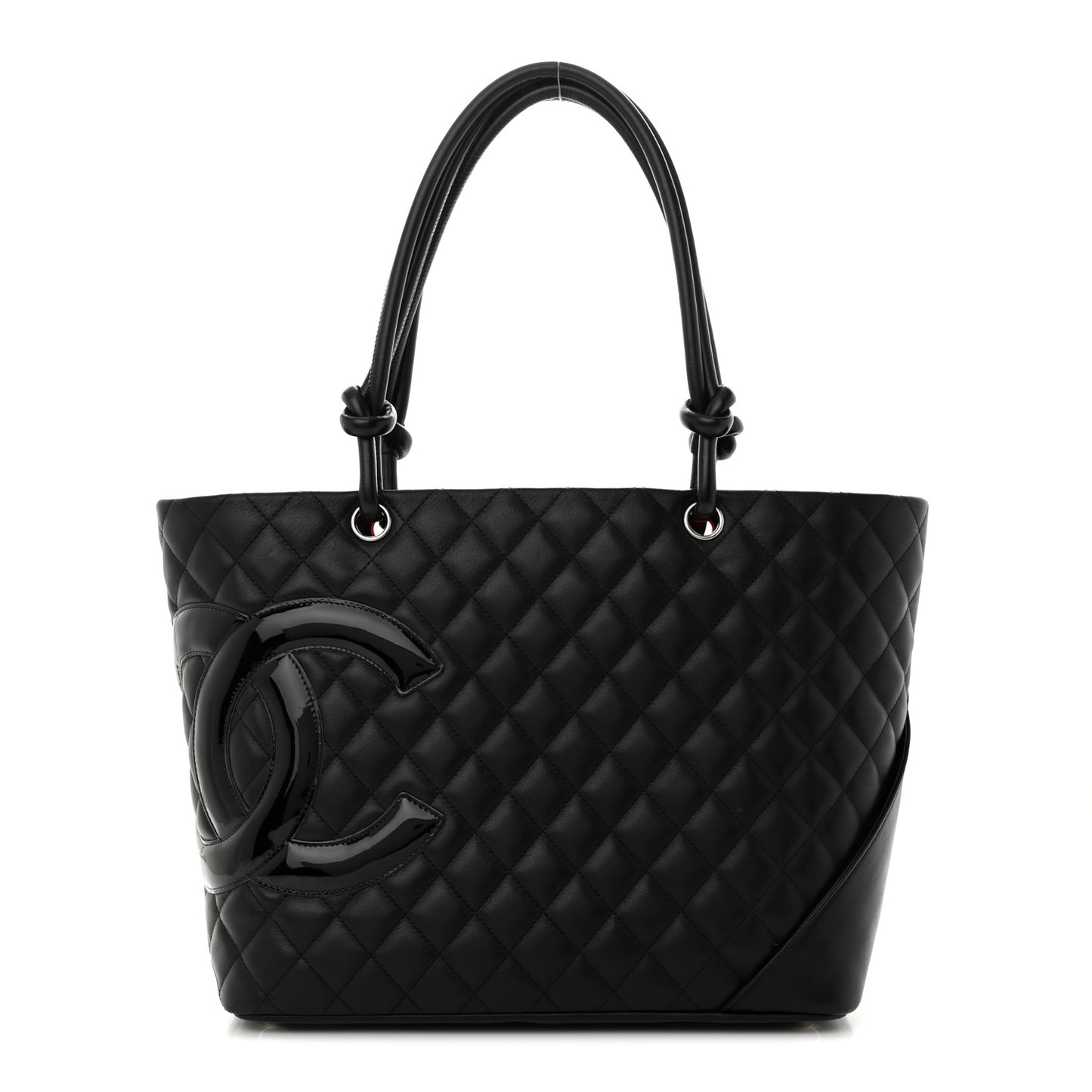 Calfskin Quilted Large Cambon Tote Black
