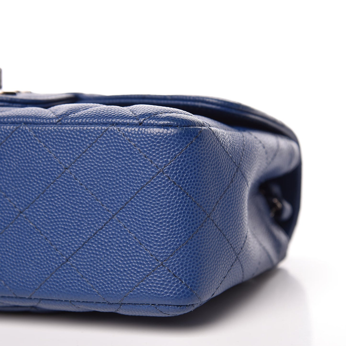 Caviar Quilted Mini Rectangular Flap Dark Blue