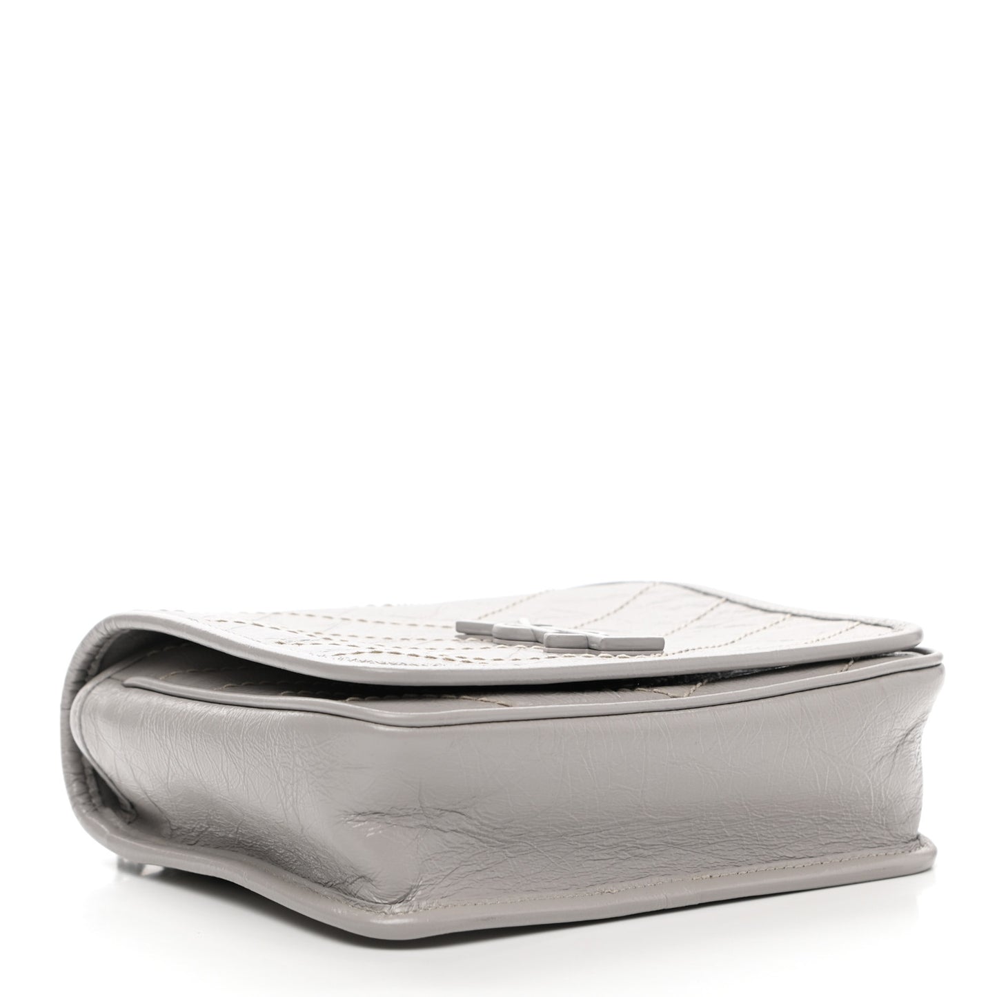 Crinkled Calfskin Matelasse Monogram Niki Chain Wallet Granite