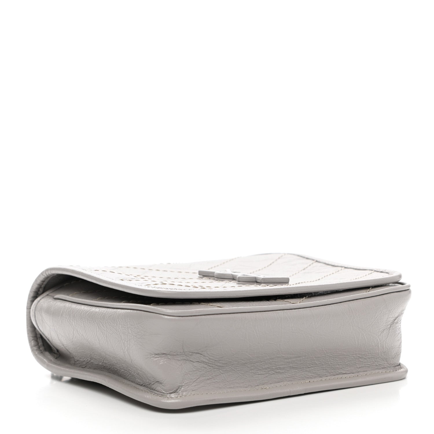 Saint Laurent Crinkled Calfskin Matelasse Monogram Niki Chain Wallet Granite 4 of 10