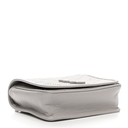 Saint Laurent Crinkled Calfskin Matelasse Monogram Niki Chain Wallet Granite 4 of 10