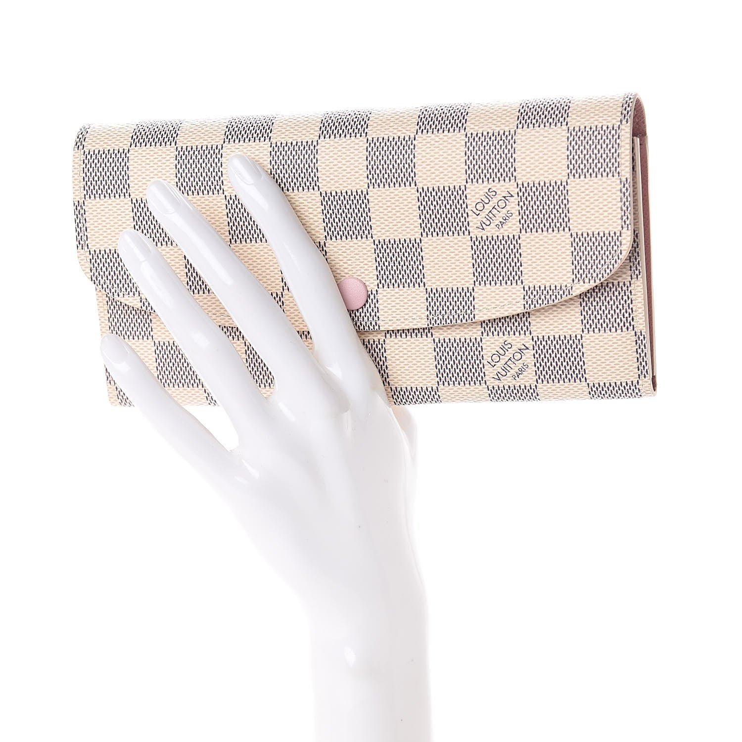 Louis Vuitton Damier Azur Emilie Wallet Rose Ballerine 2 of 6