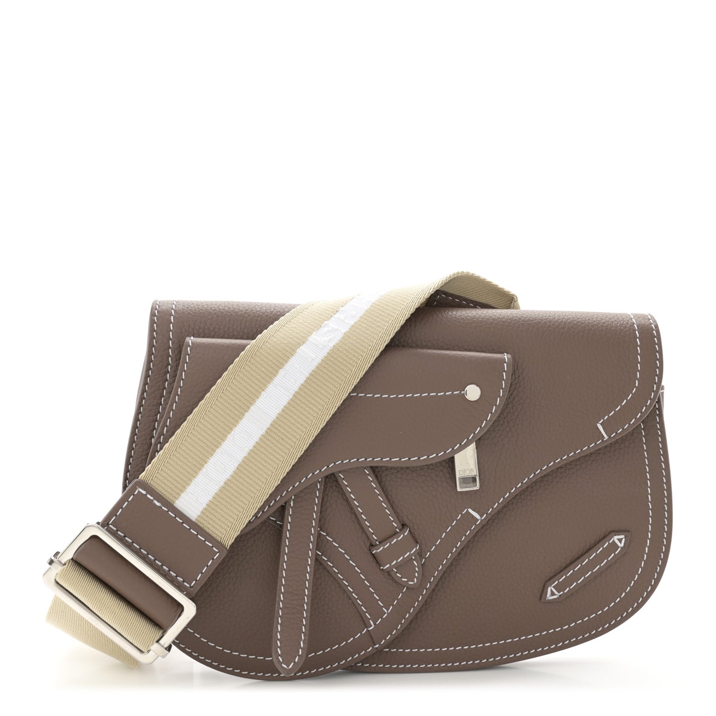 X KAWS Grained Calfskin Saddle Pouch Marron Multicolor