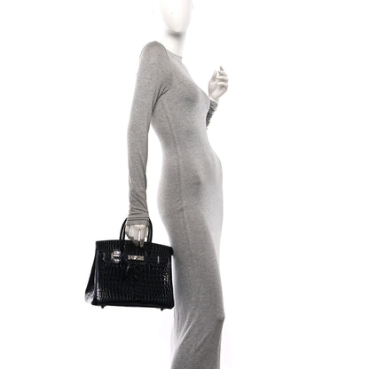 Hermes Shiny Porosus Crocodile Birkin 30 Bleu Marine 2 of 11