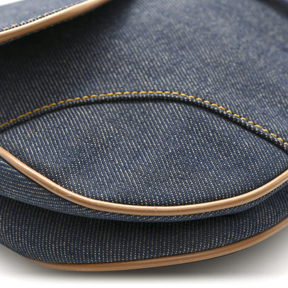 Christian Dior Denim Calfskin Saddle Bag Blue 9 of 10