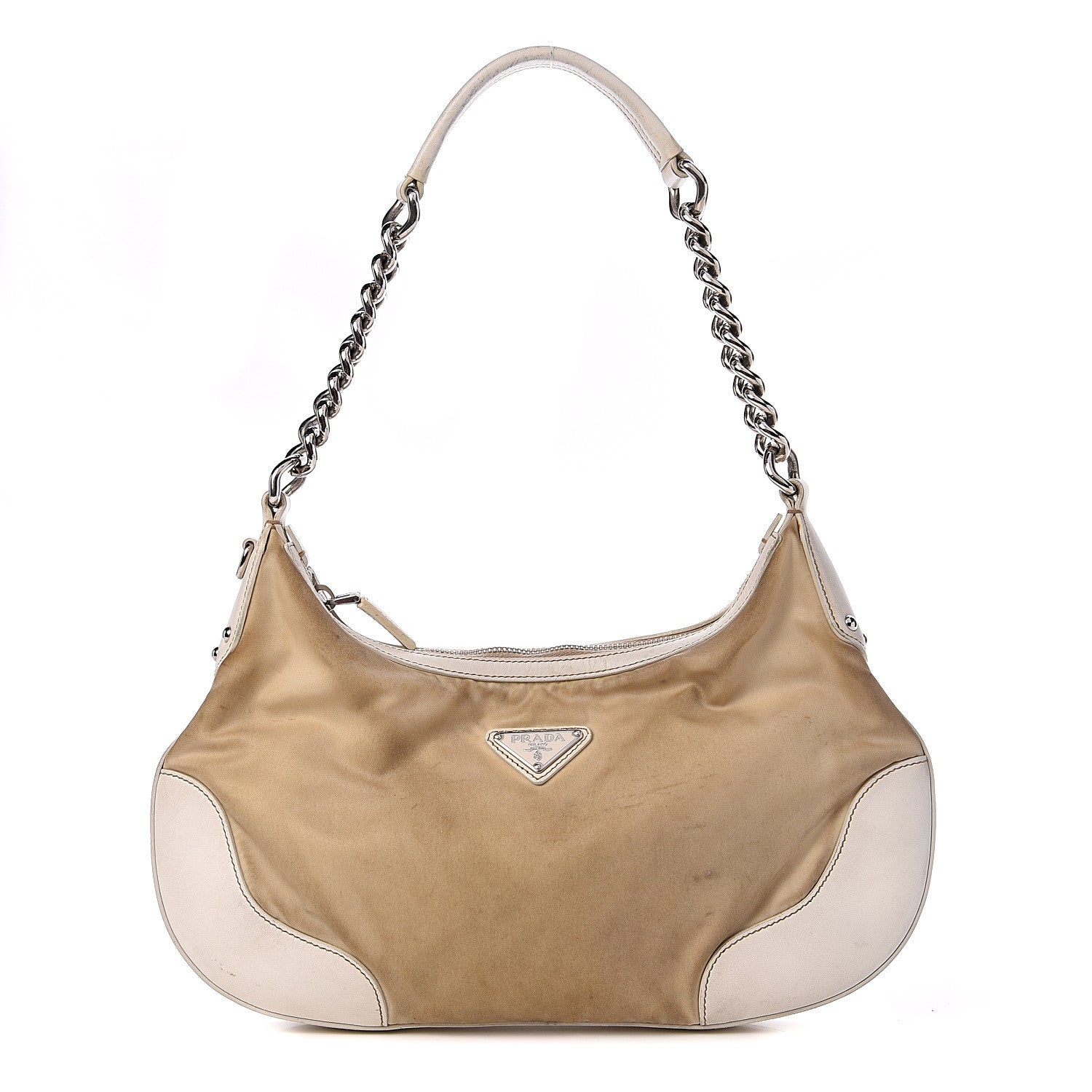 Prada Canvas Calfskin Chain Hobo Cera 1 of 17