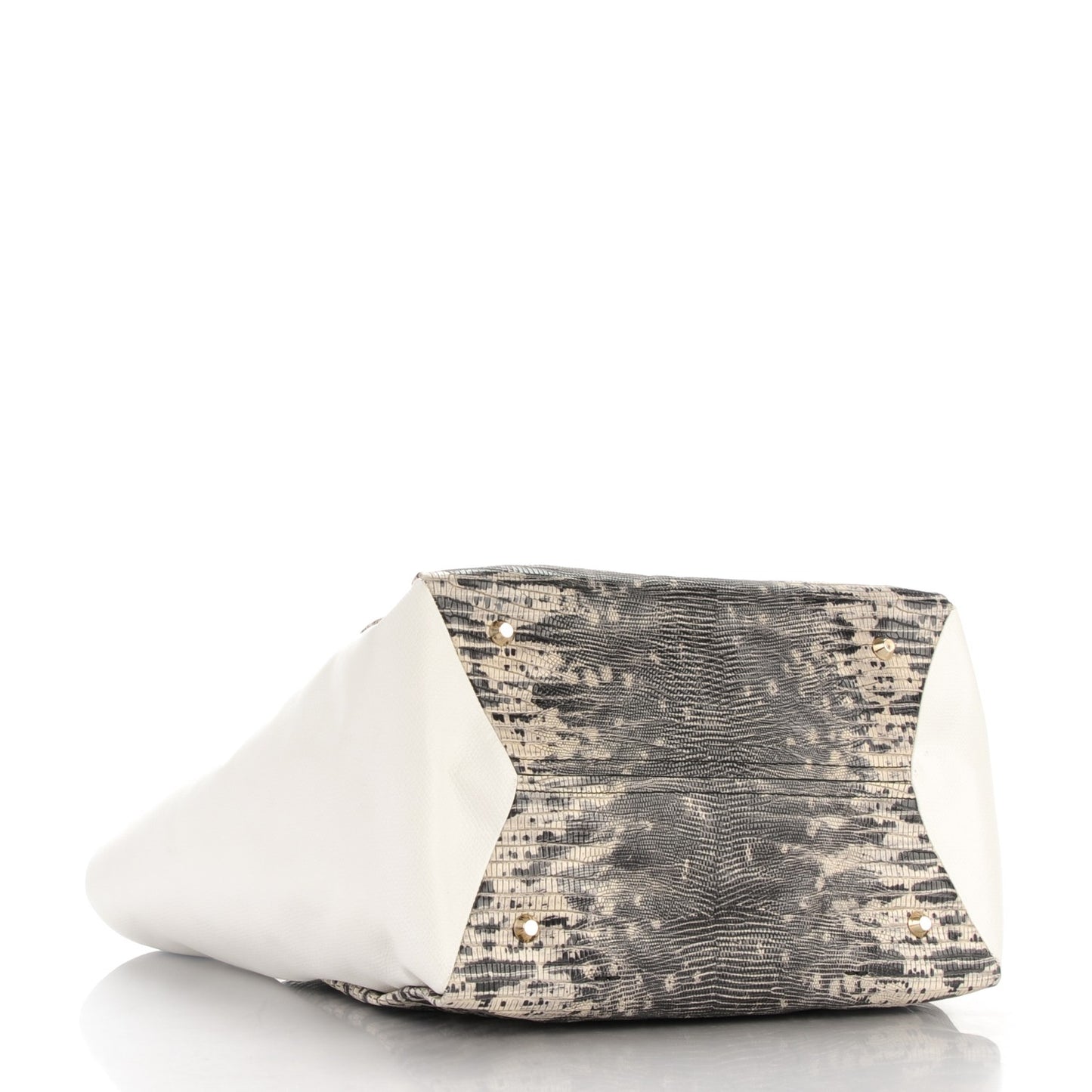 Lizard Effect Moonriver Tote Calfskin Tote Black White