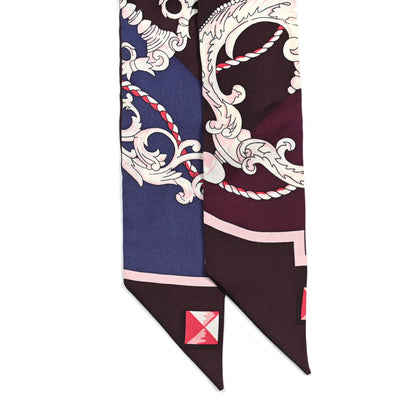 Hermes Silk Les Cles Twilly Bordeaux 2 of 3