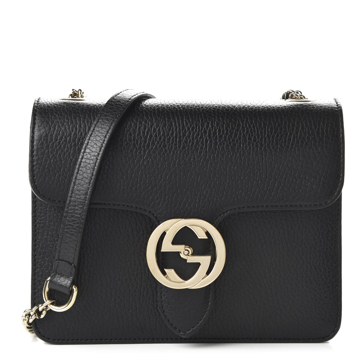 Dollar Calfskin Small Interlocking G Shoulder Bag Black