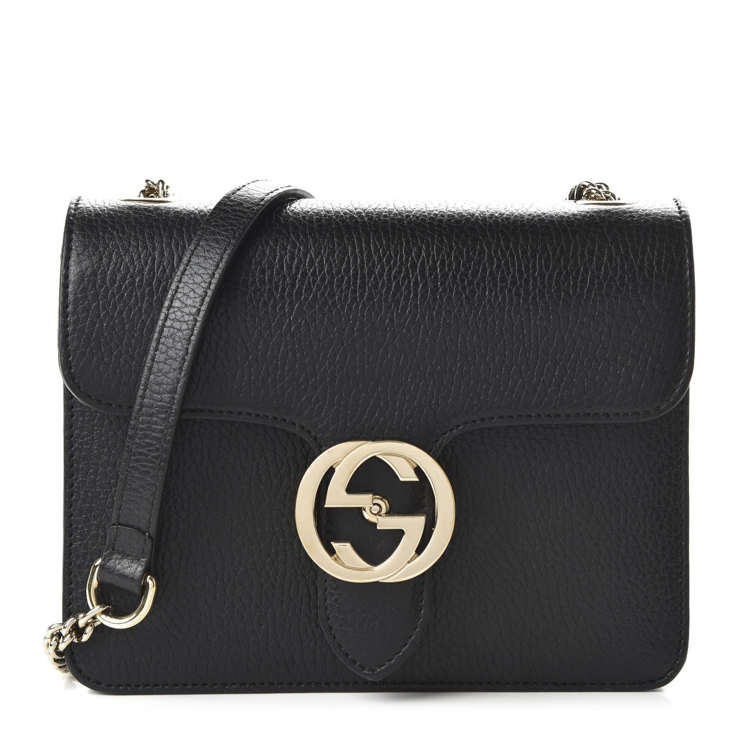Gucci Dollar Calfskin Small Interlocking G Shoulder Bag Black 1 of 10