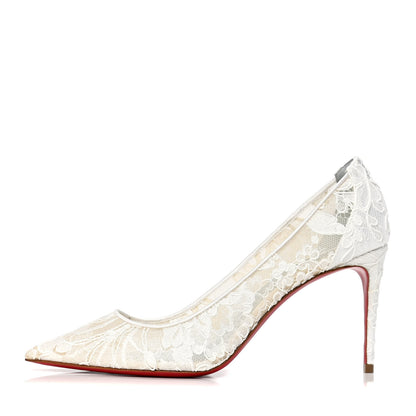 Christian Louboutin Rete Dentelle Crepe Satin 554 85 Pumps 37.5 Off White 1 of 5