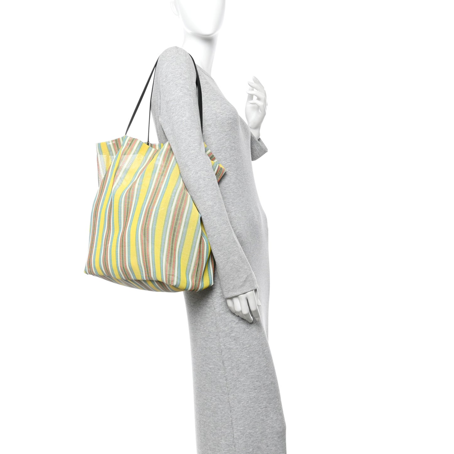 Mesh Saddle Calfskin Barn Tote Bag Multicolor