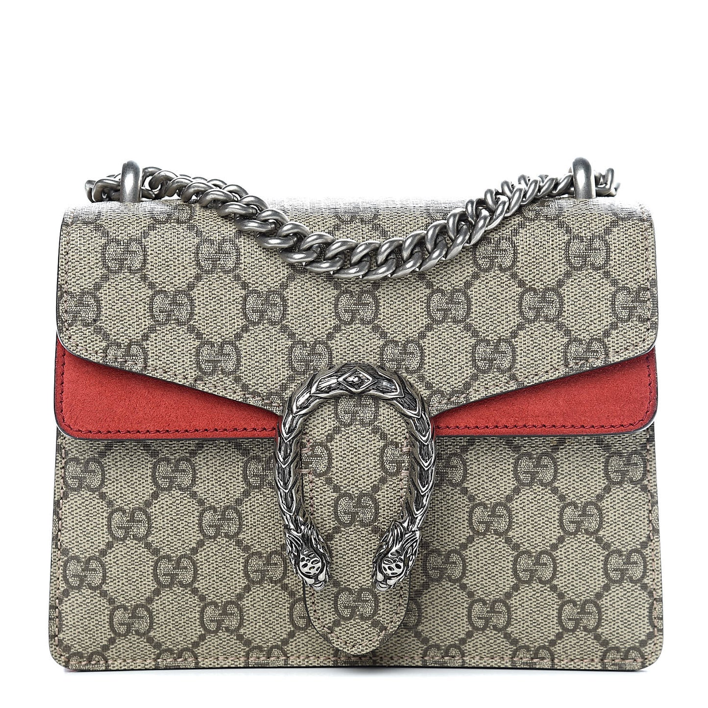 GG Supreme Monogram Mini Dionysus Shoulder Bag Hibiscus Red