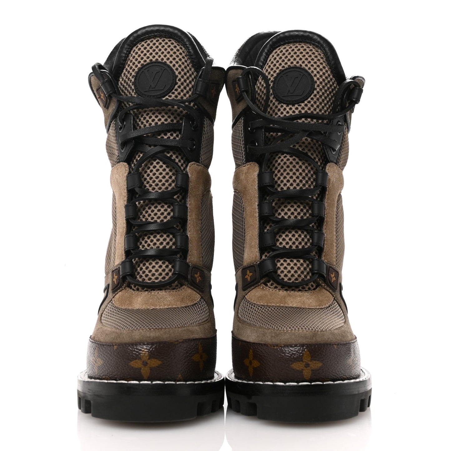 Suede Calfskin Monogram Star Trail Ankle Boots 37.5 Khaki