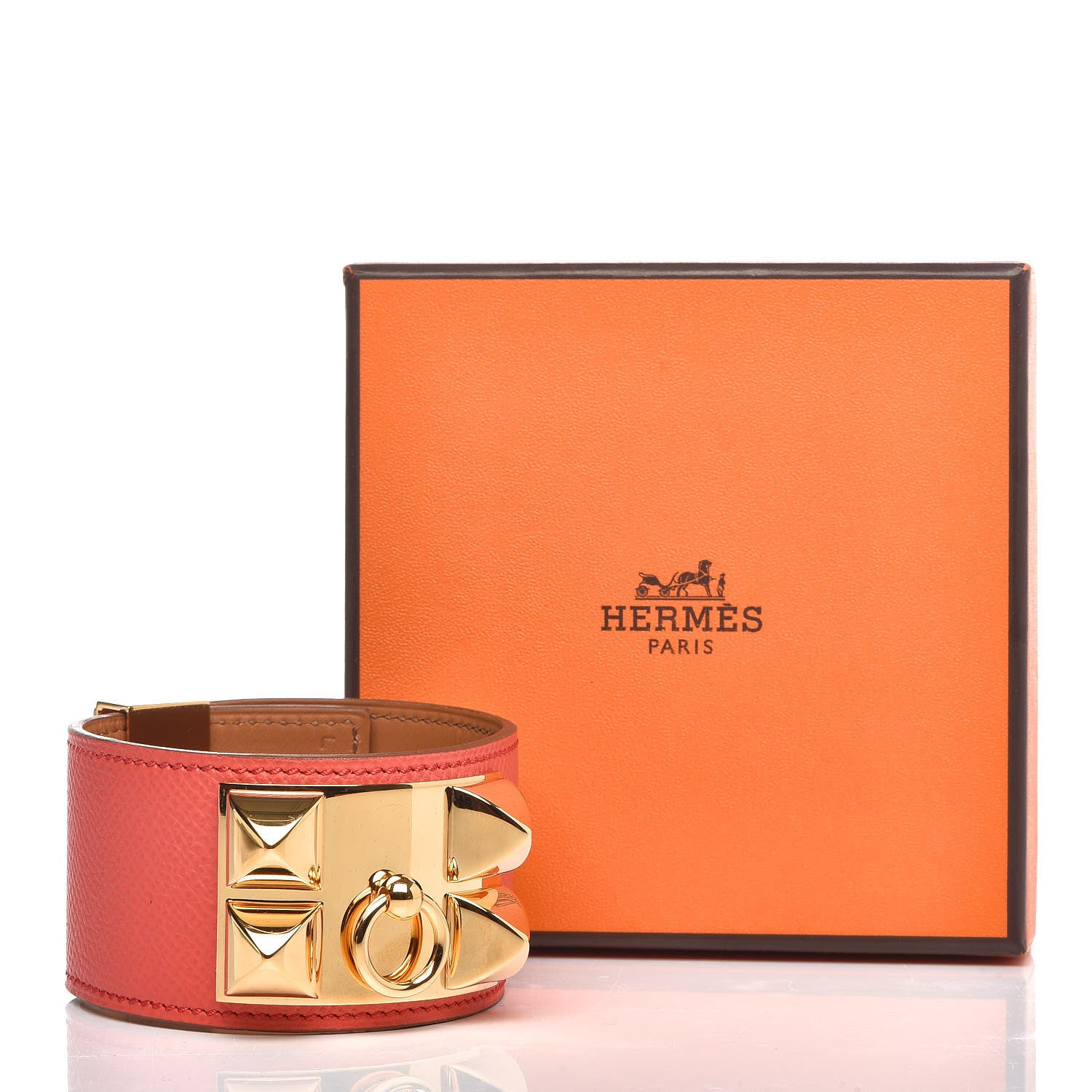 Hermes Epsom Collier de Chien CDC Bracelet L Rose Jaipur 6 of 6